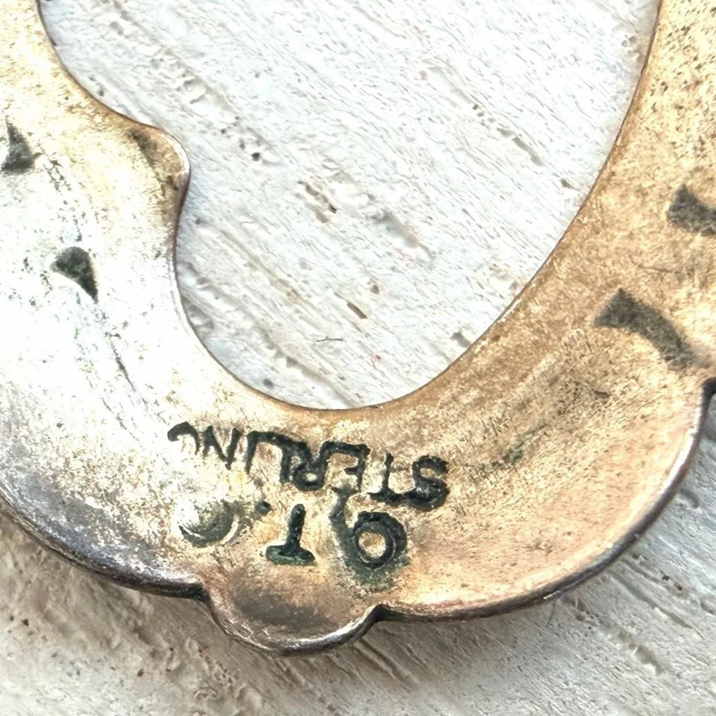 Sterling Silver Heart Dangle Earrings with Blue Stone Beads – Vintage - Image 13