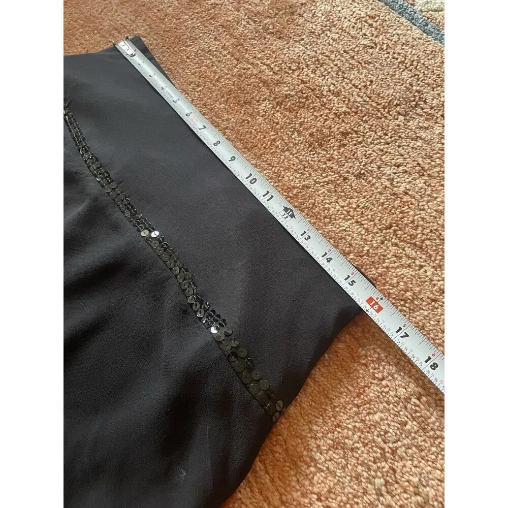 Richard Malcolm Black Silk Tiered Ruffle Skirt Size 10 Sequin Trim - Image 3