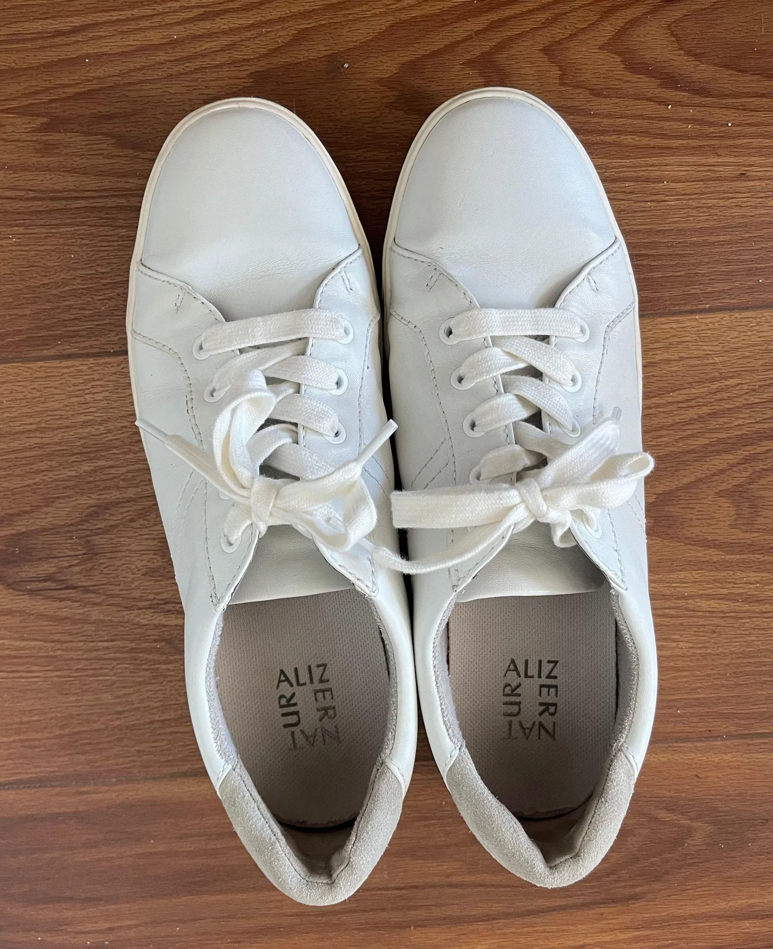Naturalizer White Leather Grey Suede Sneakers - Image 2