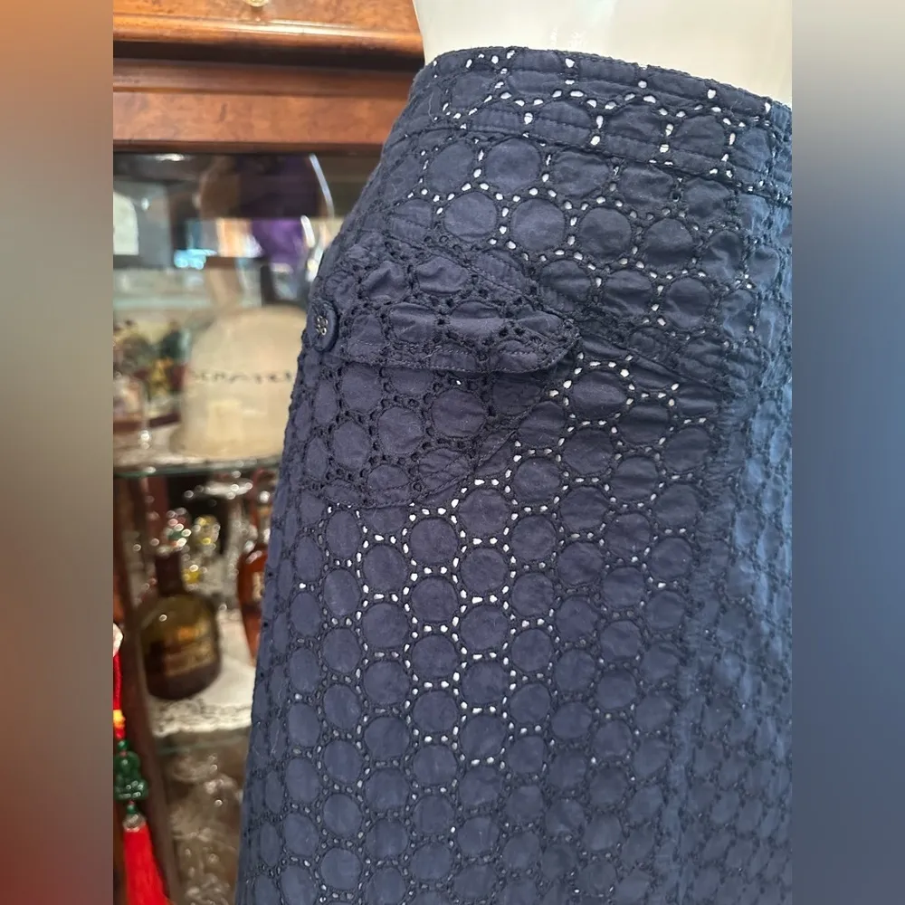 EUC Grace Element blue navy pizzo sangallo midi skirt - Image 4
