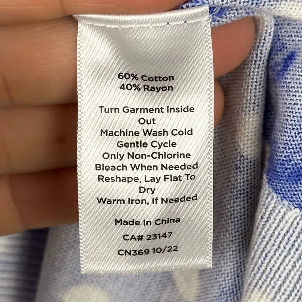 Talbots Cotton Crew Neck Blue Polka Dots Lightweight Sweater Women’s Sz M - Image 2