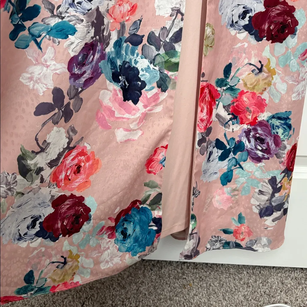 Adrianna Papell Women's Floral Satin Jacquard Gown Blush Multi NWT 16 - Image 5