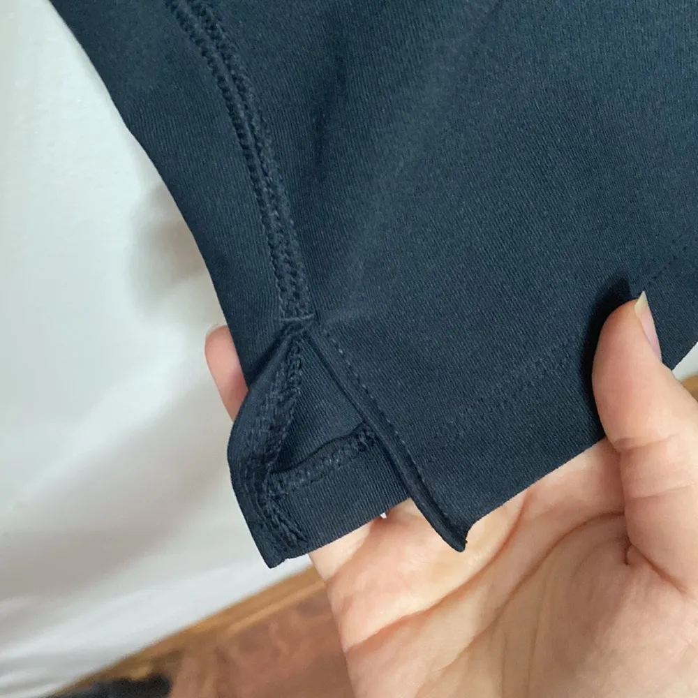 Nike contrast pink plaid fold over waist athletic wide leg black capris size L - Image 6