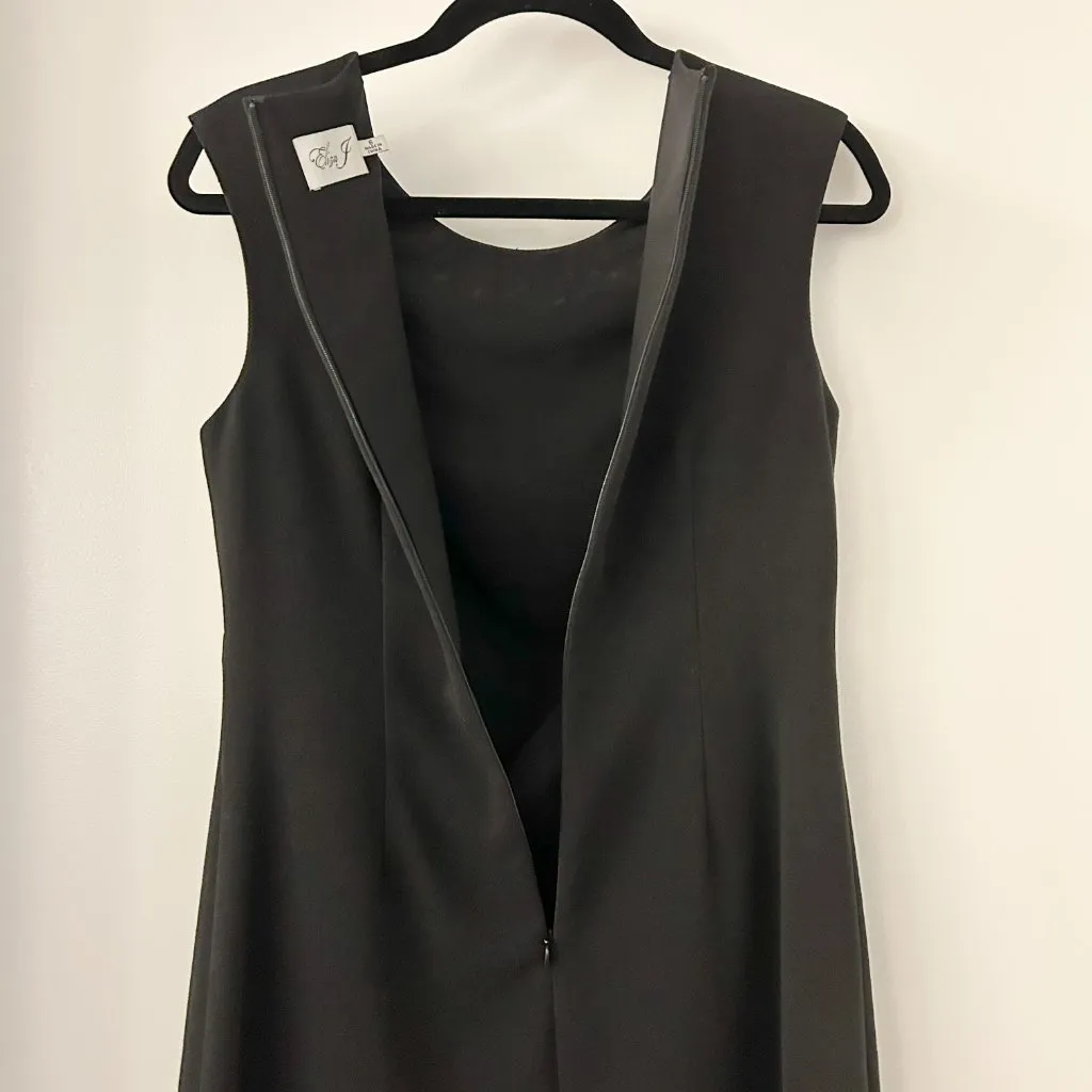 Eliza J. Embellished Crepe Sheath Cocktail Black Dress Size 6 - Image 8