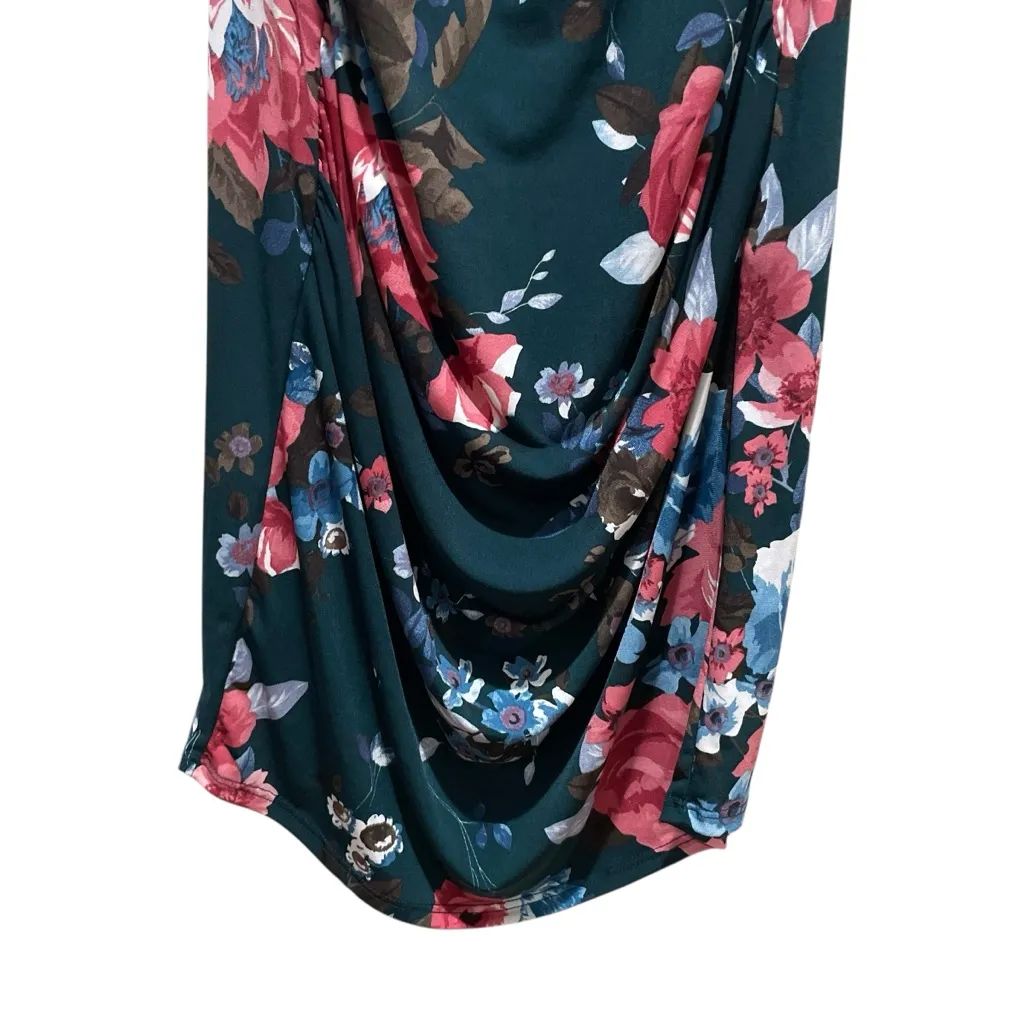 My Bump Floral Off Shoulder Maternity Midi Dress Green Pink Blue Size Medium - Image 2