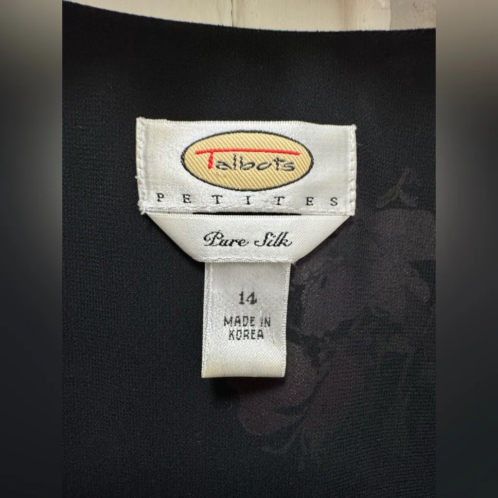 Vintage Y2K Talbots Drop Waist Pure Silk Floral Sleeveless Dress 14 - Image 3