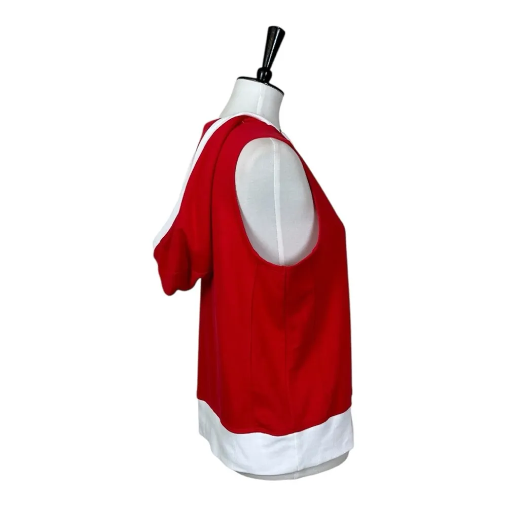 Tommy Hilfiger Hoodie Sweatshirt Sleeveless Red White Flag Women’s Size Large - Image 3