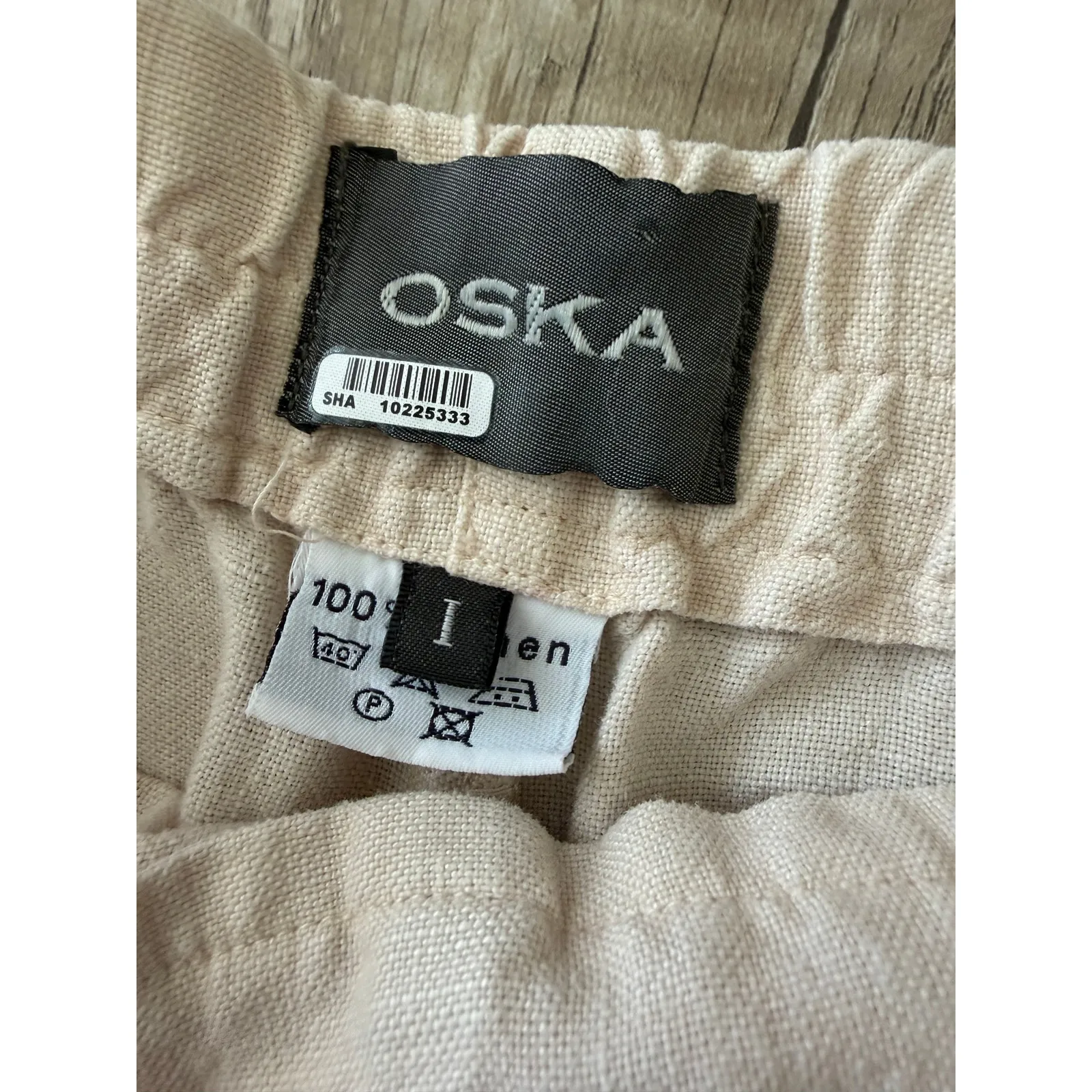 OSKA 100% Linen Pants Cream Beige Wide Leg Side Zip Size 1 US 6 8 Lagenlook - Image 3