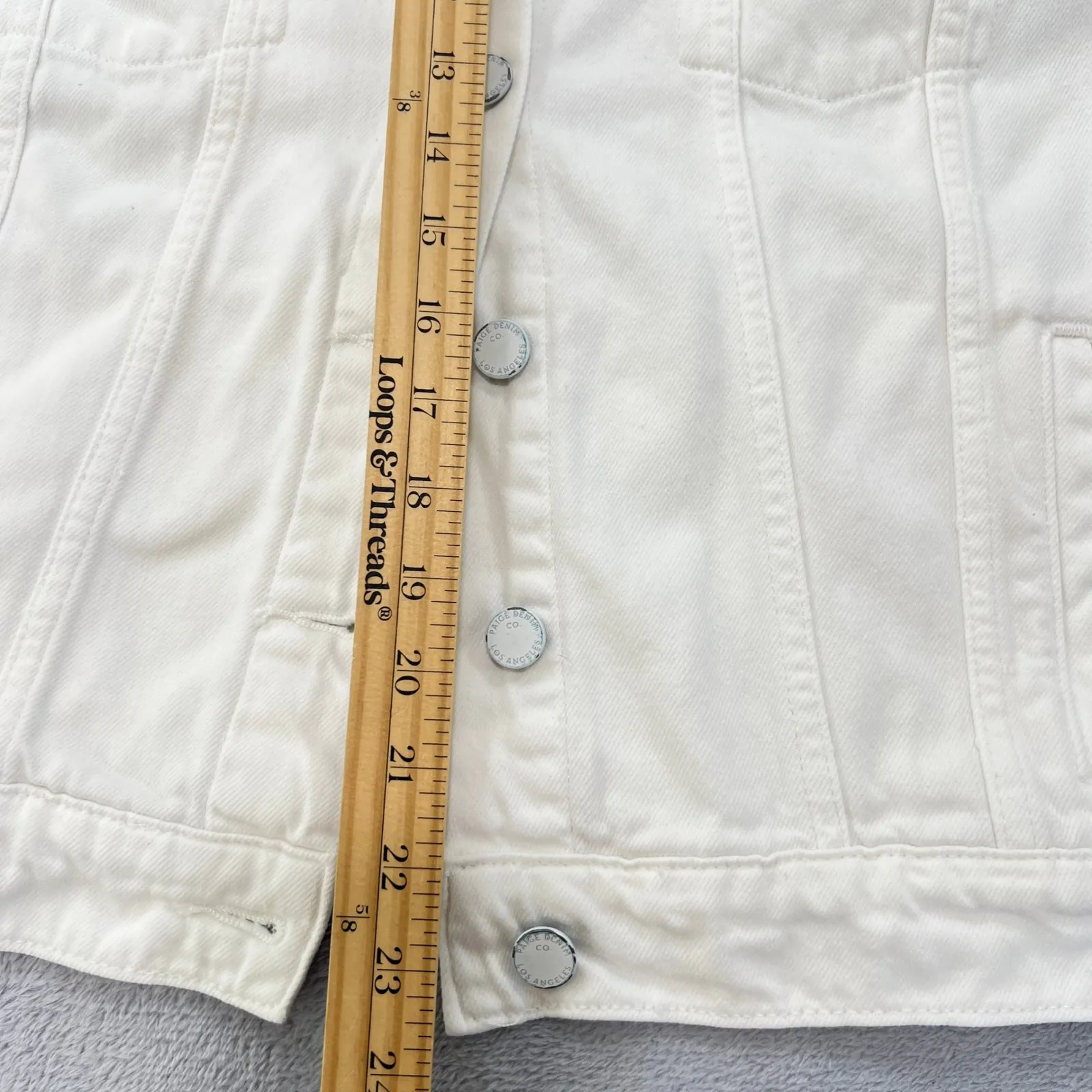 Paige‎ Denim Jacket White Cotton Blend Classic Jean Jacket Size Large - Image 9