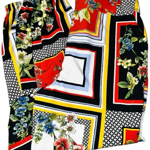 New York & Company Multicolor Floral Geometric jogger pants with side pockets Red Size XL - Image 5