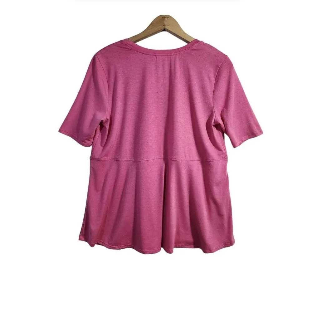 2x$18 West Loop Size M High Waist Tunic Top Short Sleeve Swing T Shirt Pink. New - Image 3