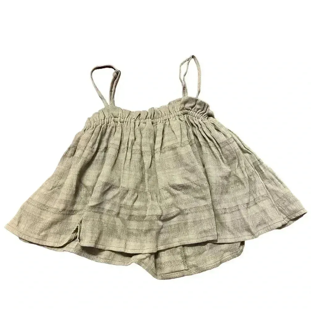 American Eagle Cropped Button Front Tank Top Peasant S Army Green Boho NWT‎ - Image 2