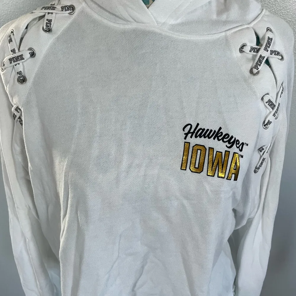 Victoria’s Secret PINK Iowa Hawkeyes Cropped Hoodie size Medium - Image 2