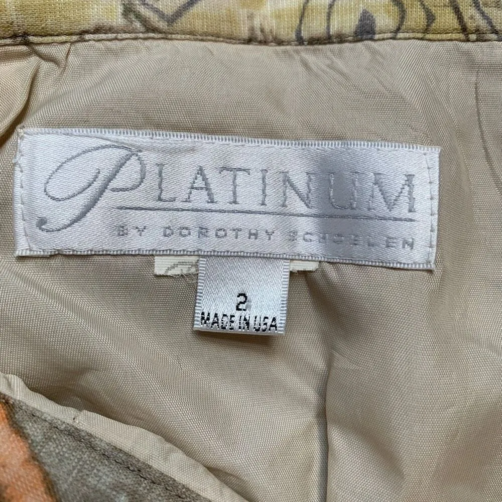 Vintage Platinum Dorothy Schoelen Skirt Abstract Brown Yellow Orange Lined Size 2 - Image 7