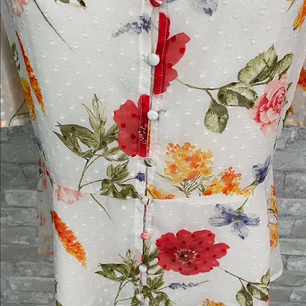 Ellison Multicolor Floral V-Neck Blouse - Image 2