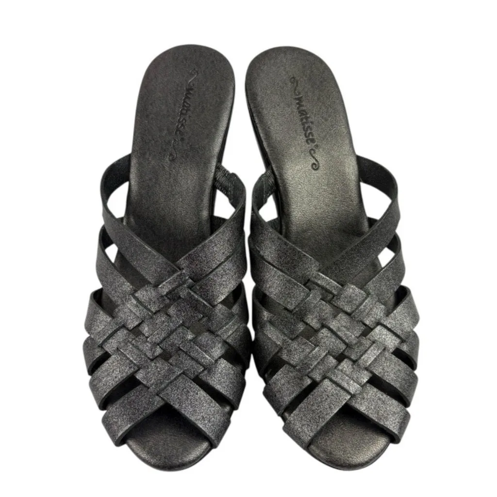 *Matisse Slip On Strappy Heels Womens Size 7.5 Black Metallic Edgy Dark Romantic - Image 2