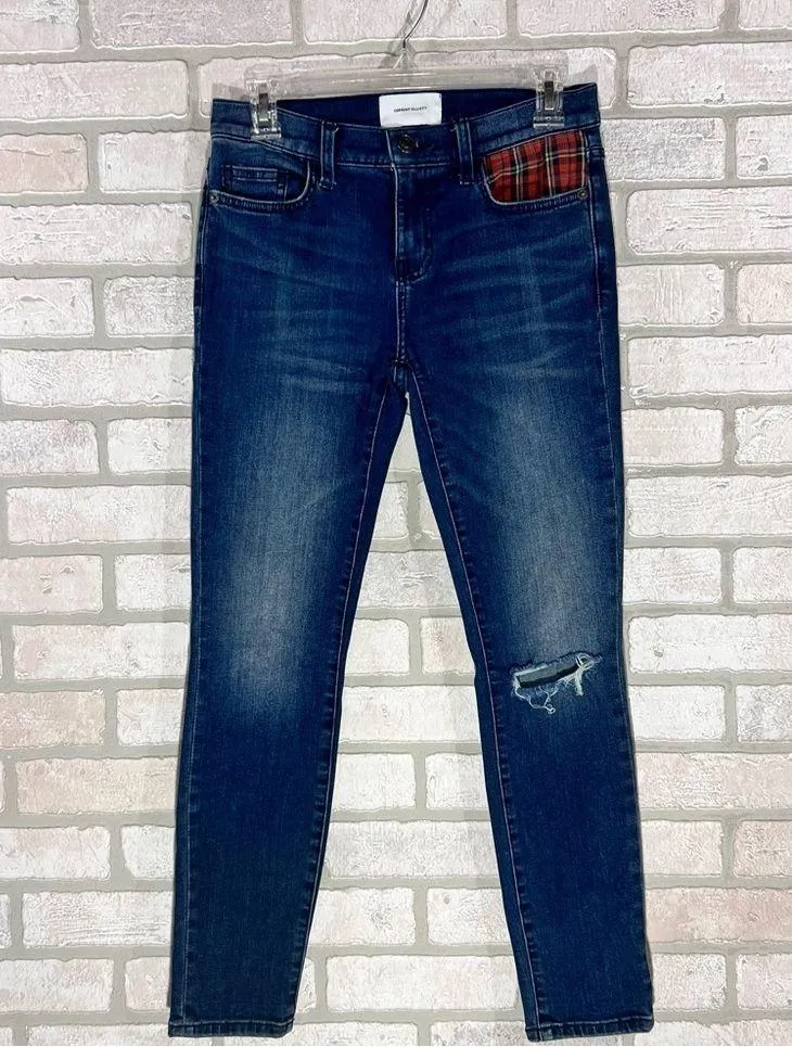 Current/Elliott The Stiletto Jean in Erwin Red Tartan Size 26 - Image 4