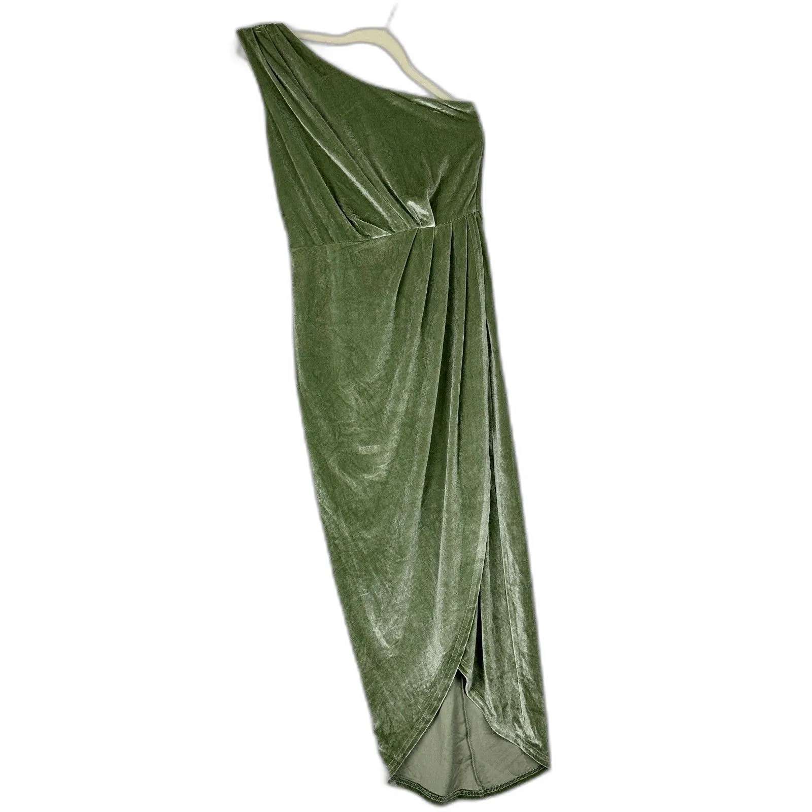 Baltic Born Kourtney Velvet One Shoulder Midi Dress Sage Size Small NEW Stretch - Image 2