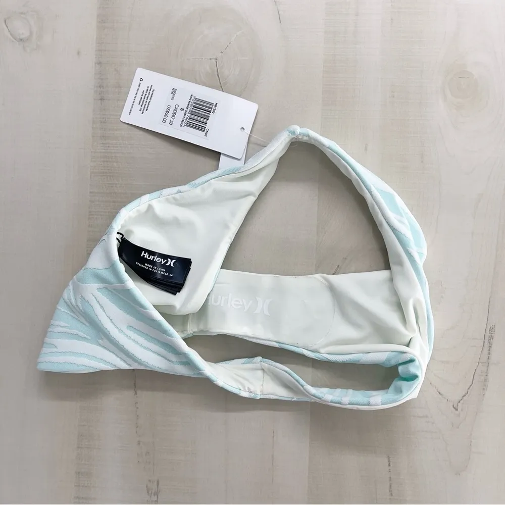 nwt HURLEY wave runner cheeky French printed high rise swim bottoms blue - Image 4