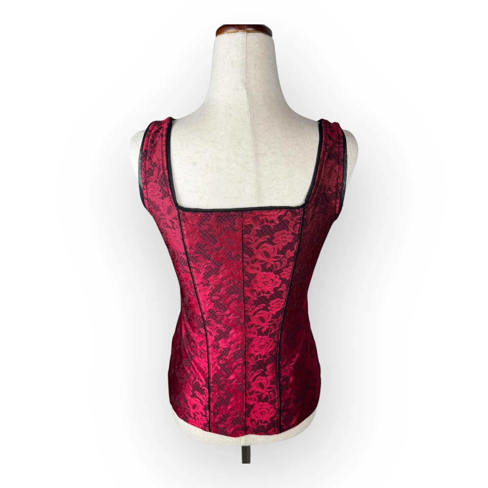 Red and Black Whimsigoth Vamp Sleeveless Bustier Top Small Christmas Valentines - Image 6