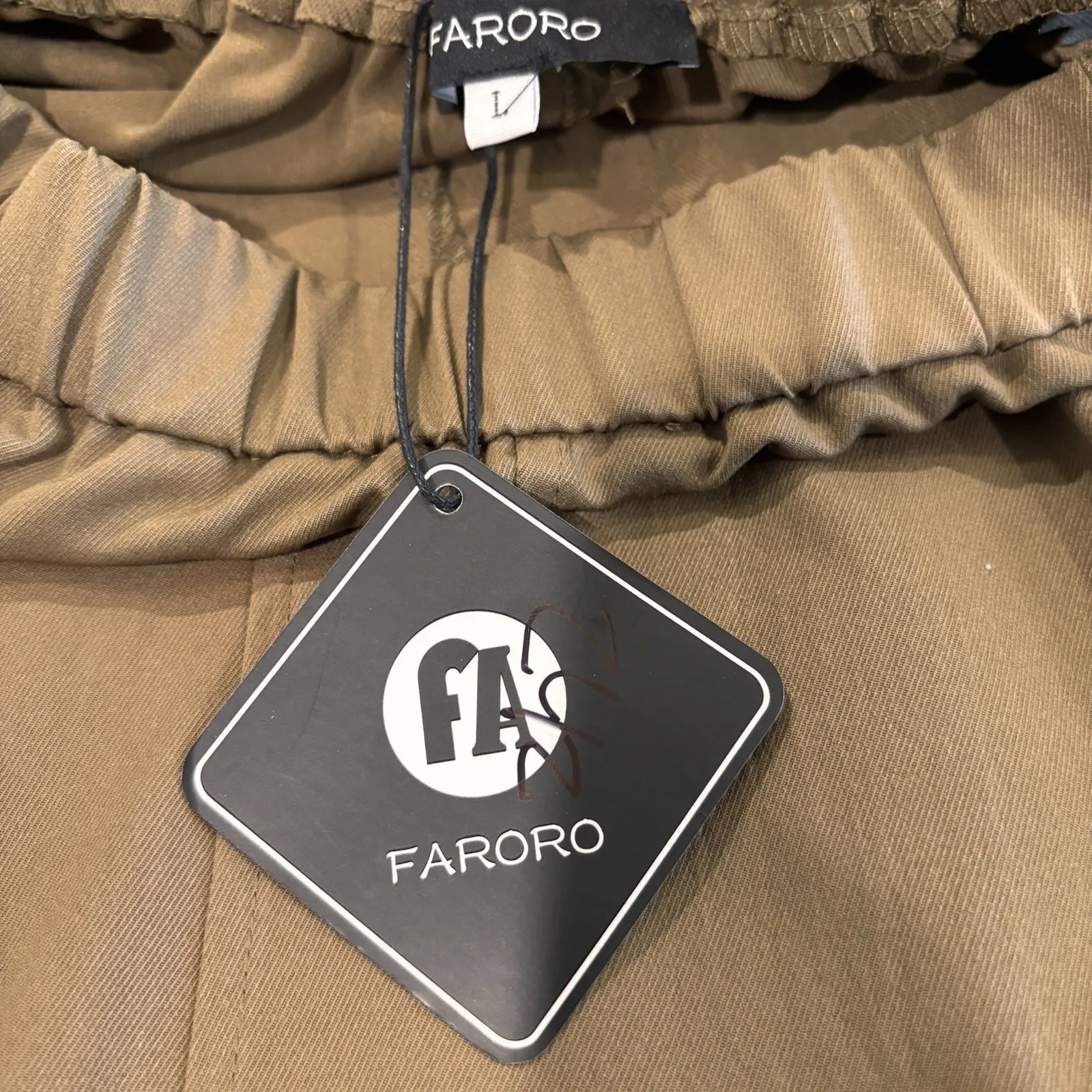 New FARORO Y2K Size Large Brown Cargo Balloon Skirt Elastic Waist Ruched Hem - Image 13