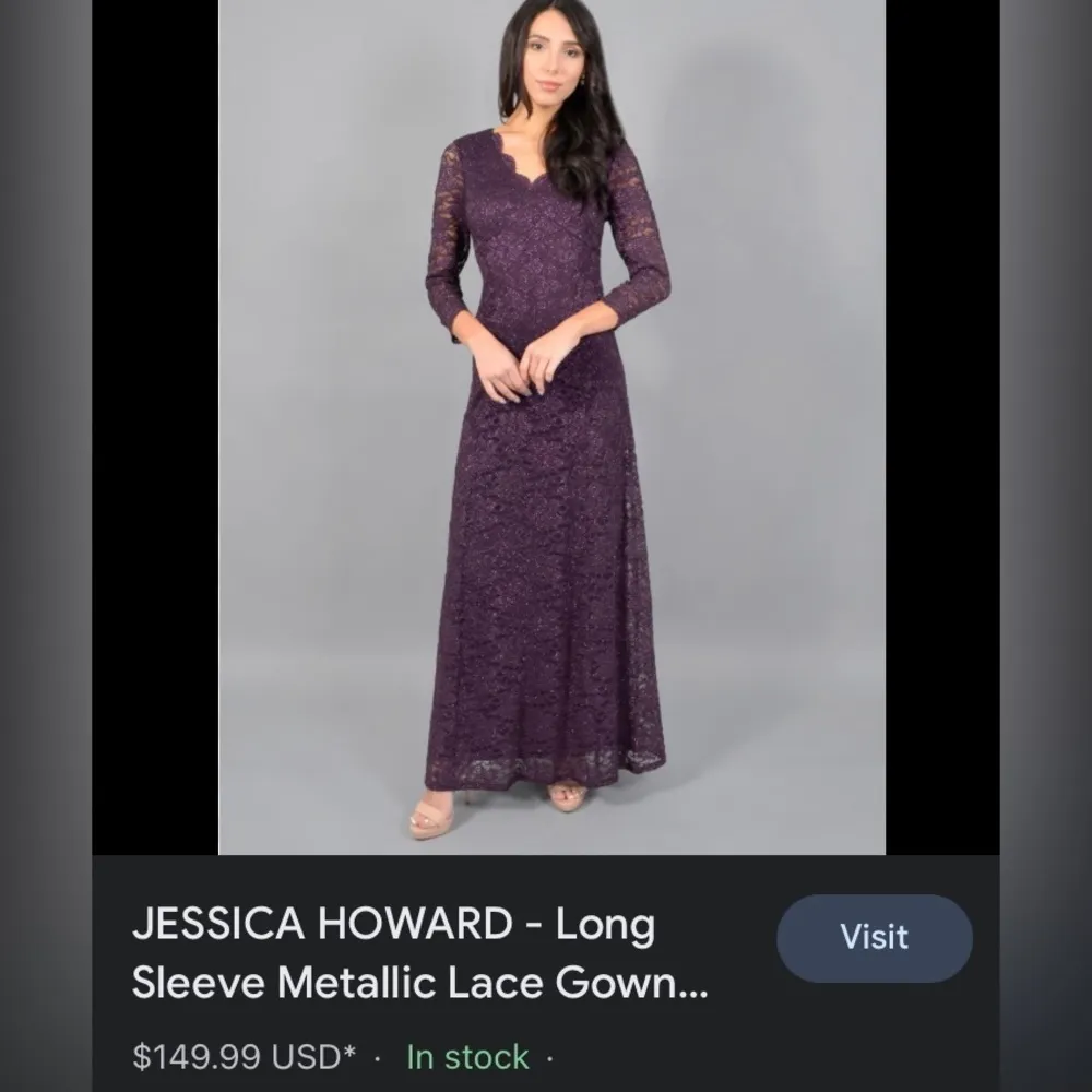 JESSICA HOWARD - LONG SLEEVE METALLIC LACE GOWN JH9M7887 - Image 2