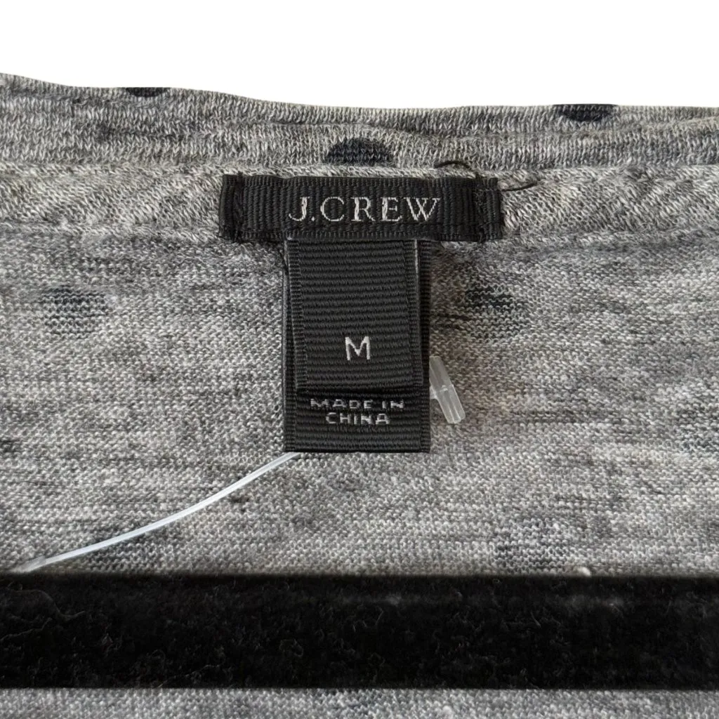 NWOT J Crew 100% Linen Polka Dot 3/4 Sleeve Baseball Tee Shirt Blue/Gray- Medium - Image 4