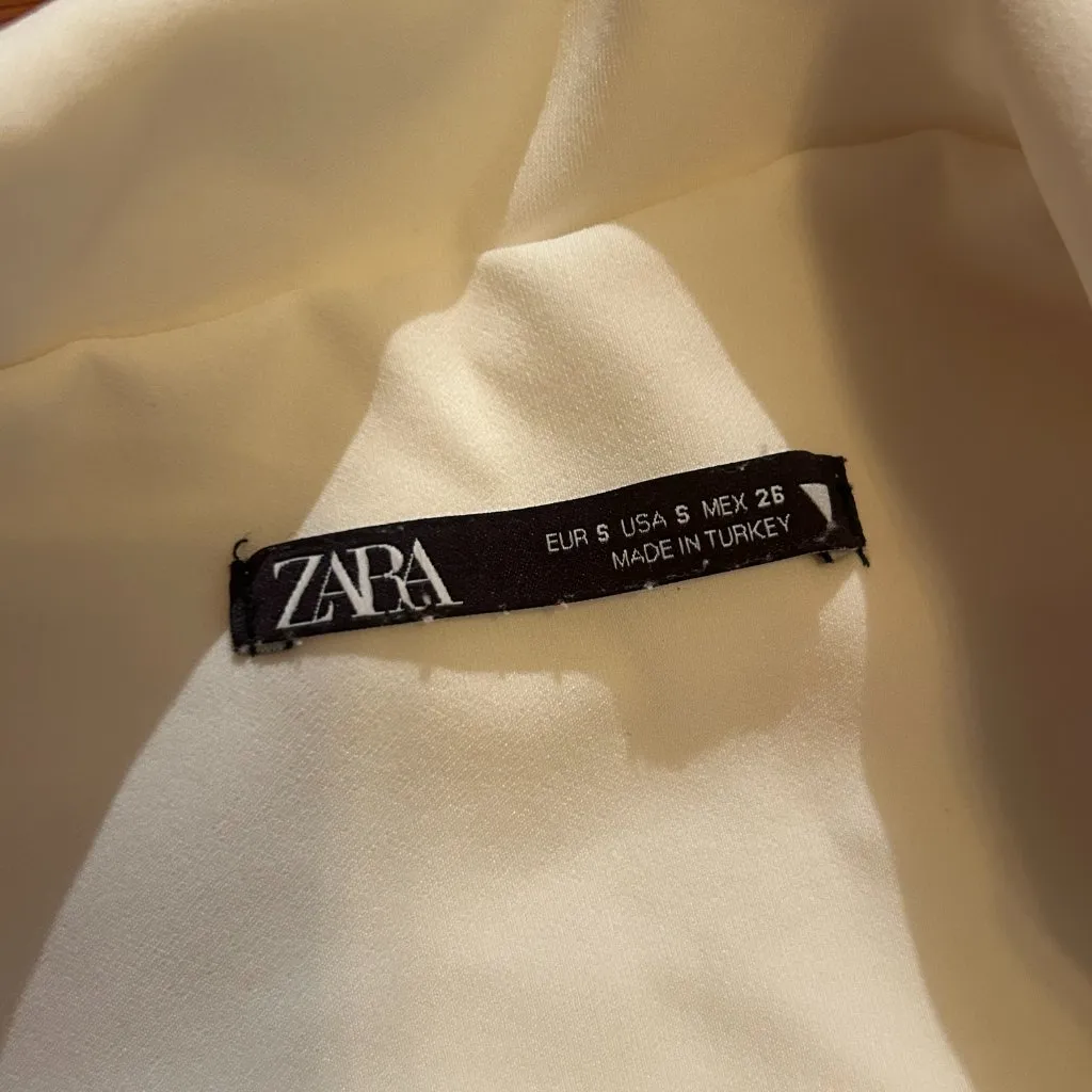 ZARA Woman White Side Zip Tube Top Bandeau Sleeveless Straight Neck - Image 4