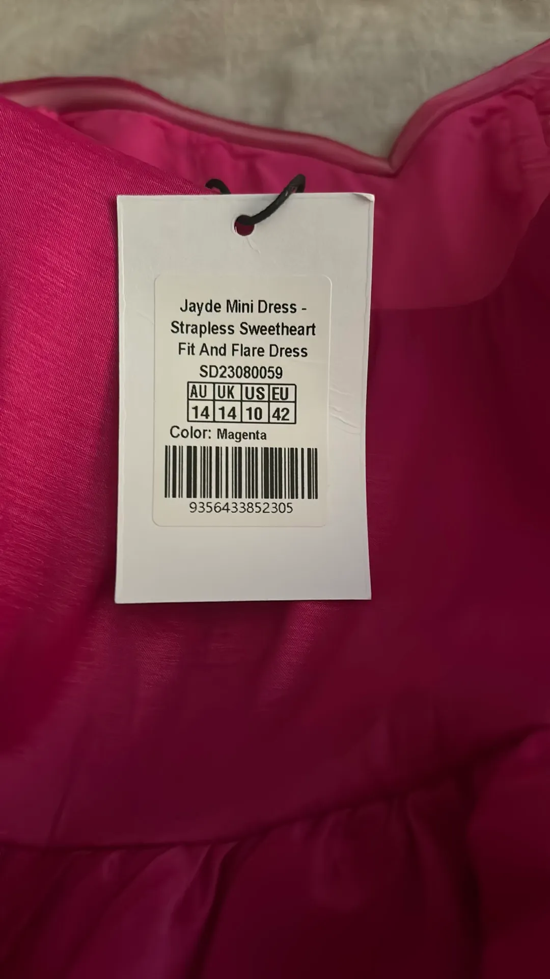 Magenta Strapless Sweetheart Dress - Image 3