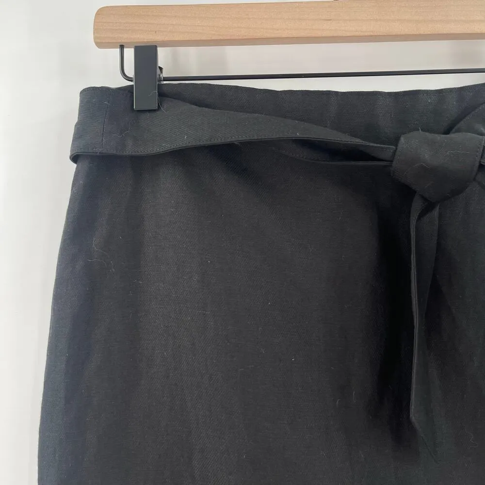 LOFT ANN TAYLOR Skirt Size 4 Linen Blend Black Tie Belt Business Casual Office - Image 6