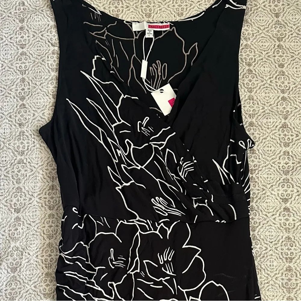 Tracy Reese Ruched Combo Dress In Black Calla Lily - Image 4