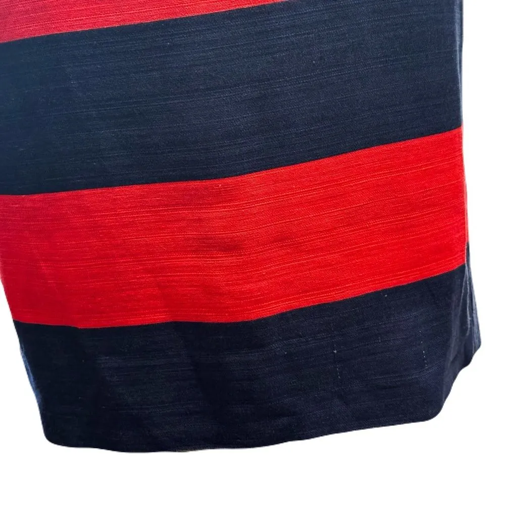 J. Crew Red & Navy Blue Pencil Skirt | Size 00 | Linen-Cotton Blend - Image 4