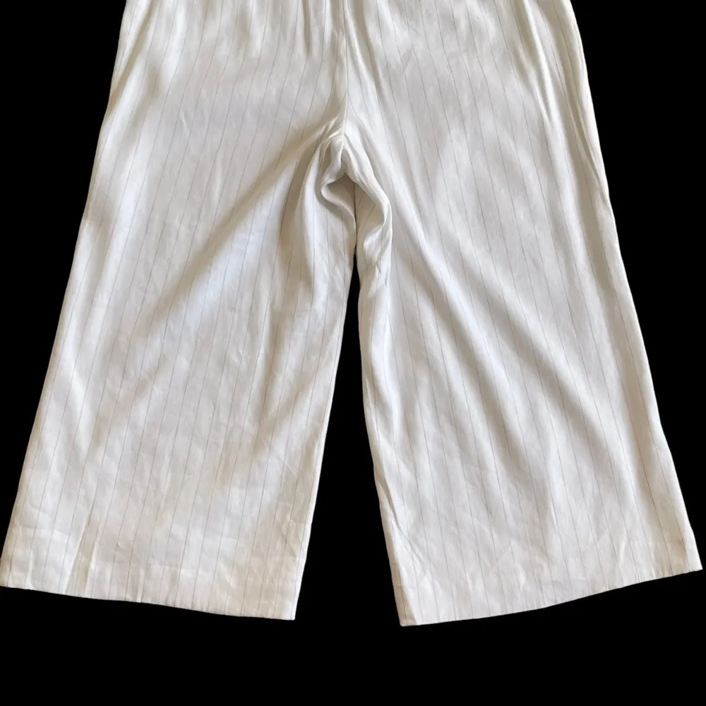 White House Black Market Soft Drape Beach Stripe Linen Culottes Size 14 - Image 9