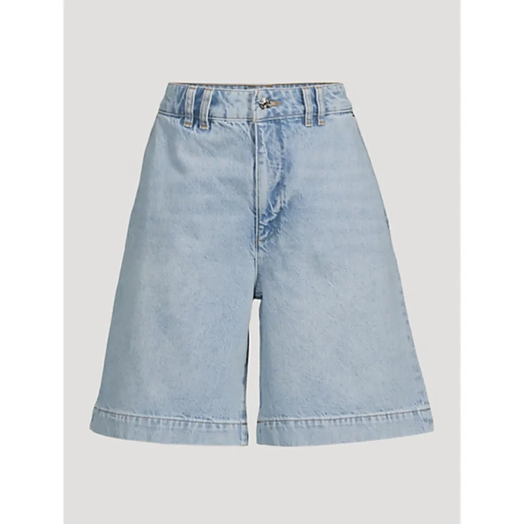 Frame NWT $258 The Trouser Shorts Denim Shudder Light Wash 29 Hi-Rise 8” Inseam - Image 3