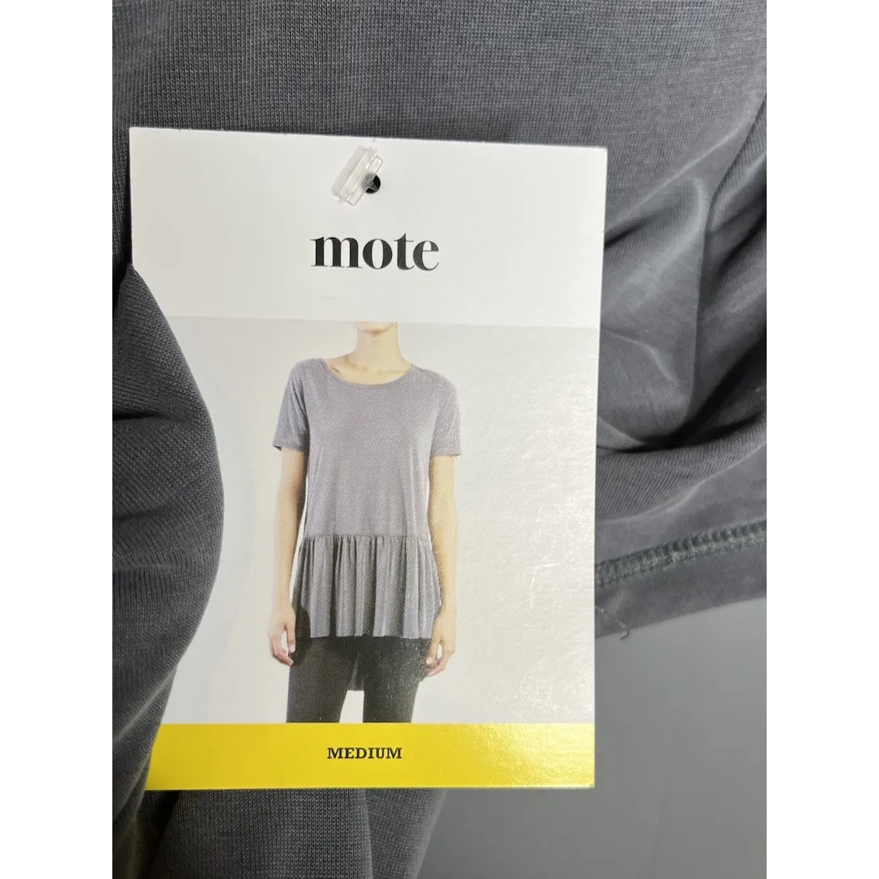 Mote Soft Peplum Hem Short Sleeve Top with Back Tie Size Medium Gray - Image 9