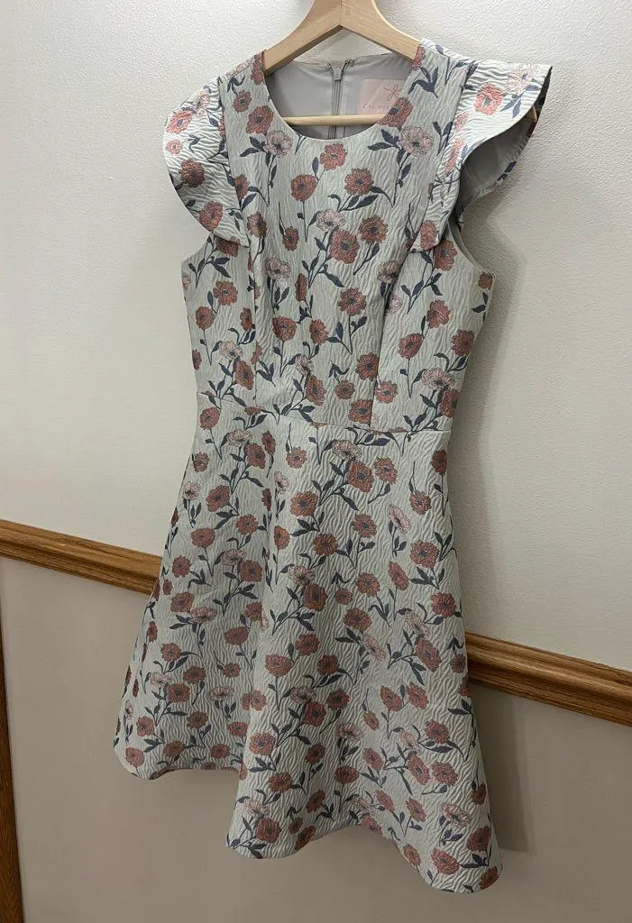 EUC Gal Meets Glam Lola Dancing Daisy Jacquard Midi Dress Size 4P Retails $188 - Image 4