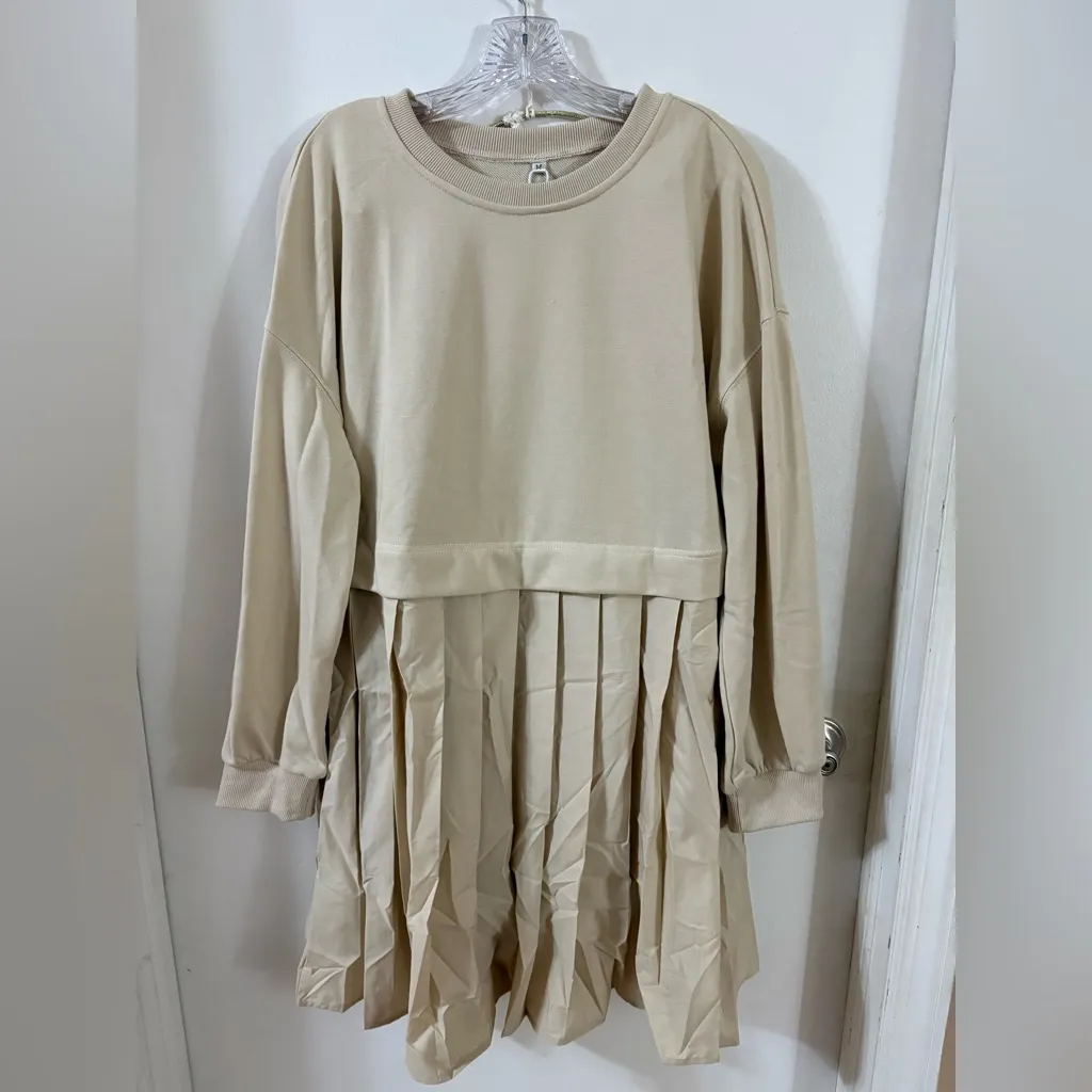 Anrabess Beige Pleated Dress - Image 3
