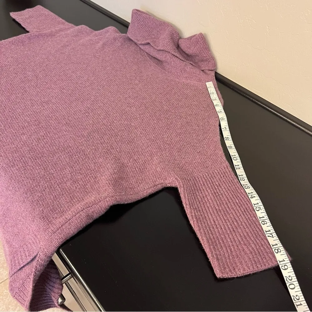 360 Sweater poncho 100%Cashmere pullover, dusty purple, turtleneck, 3/4 sleeve Purple - Image 7
