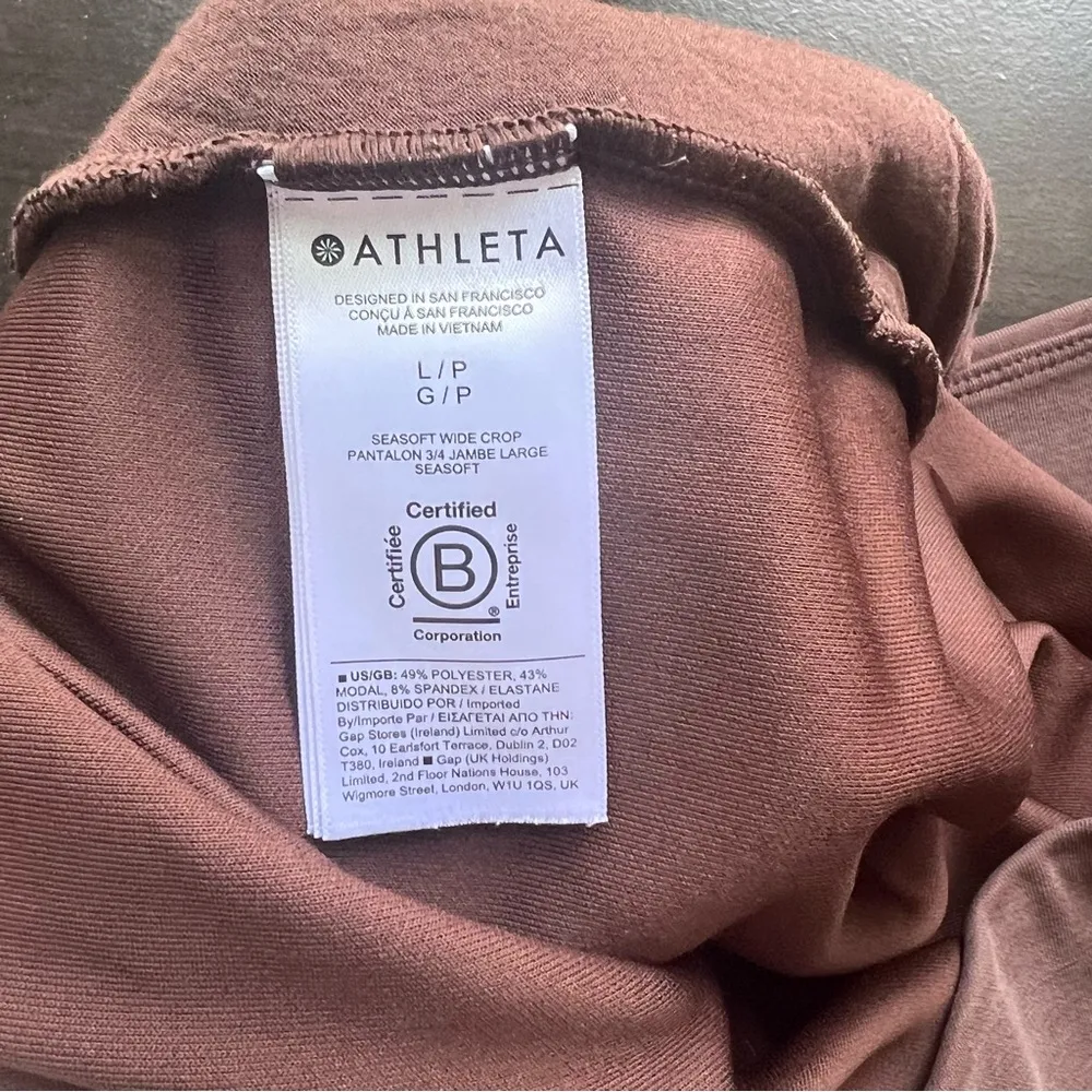 Athleta Brown Seasoft wide leg crop pants Size Large - Image 5