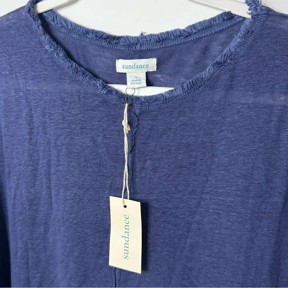 NEW Sundance Everyday Super Soft Linen Dress in Navy Blue Long Sleeve Fall Knit - Image 4