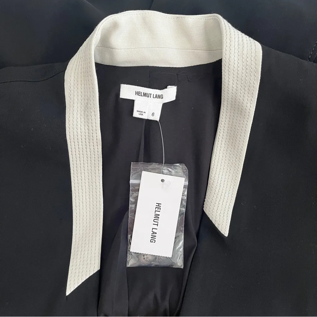 NWT Helmut Lang Black Palm Suiting Wool-Blend Blazer, Size 6 - Image 8