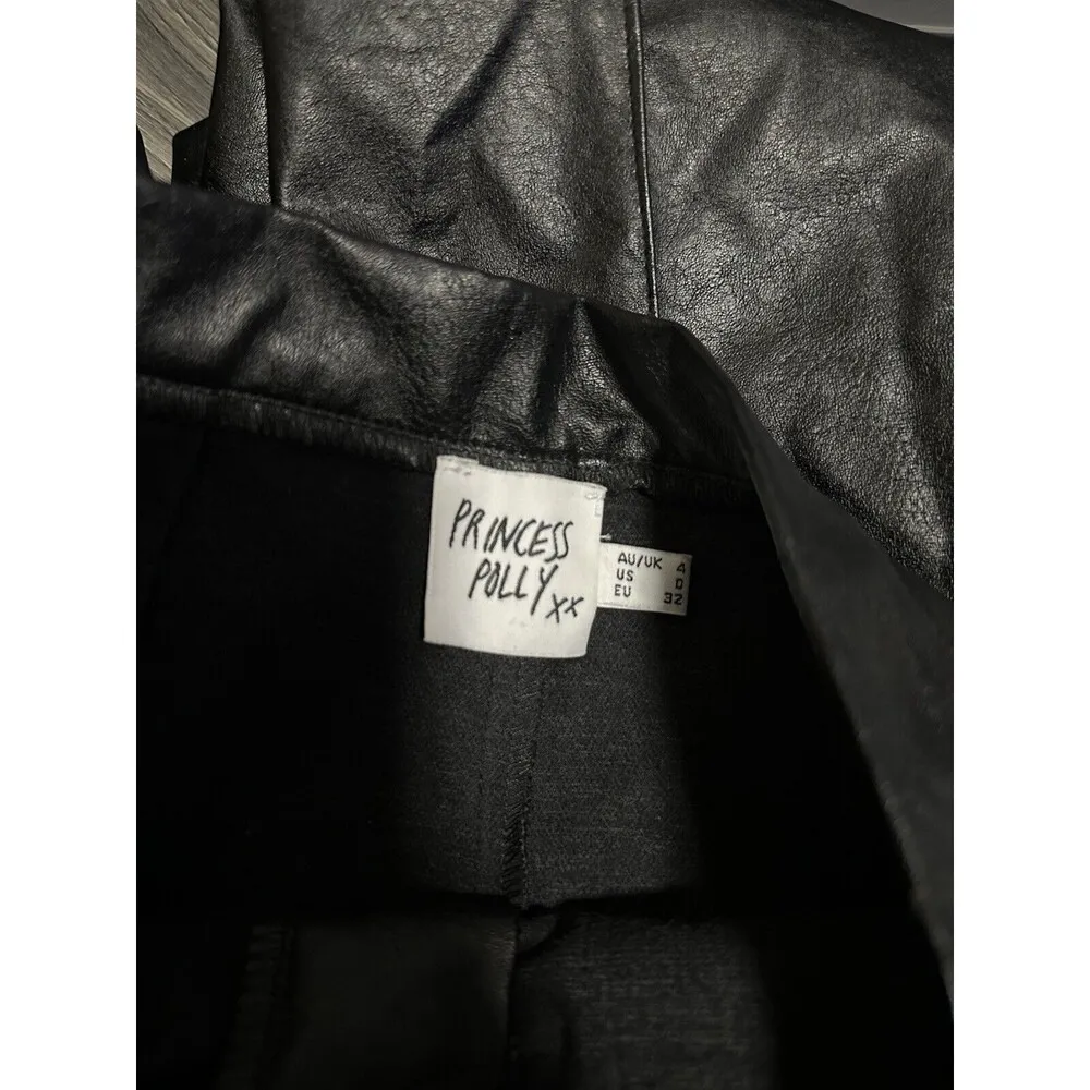 Princess Polly High Waist Faux Leather Straight Pants Women Black Size 0 - Image 4