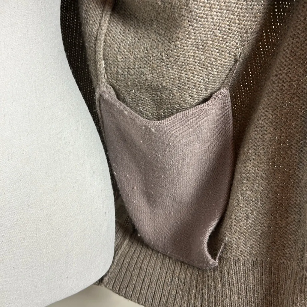 Alexander Wang wool & Alpaca Blend Open Cardigan 2 pockets Light Brown Sz Large Tan - Image 4