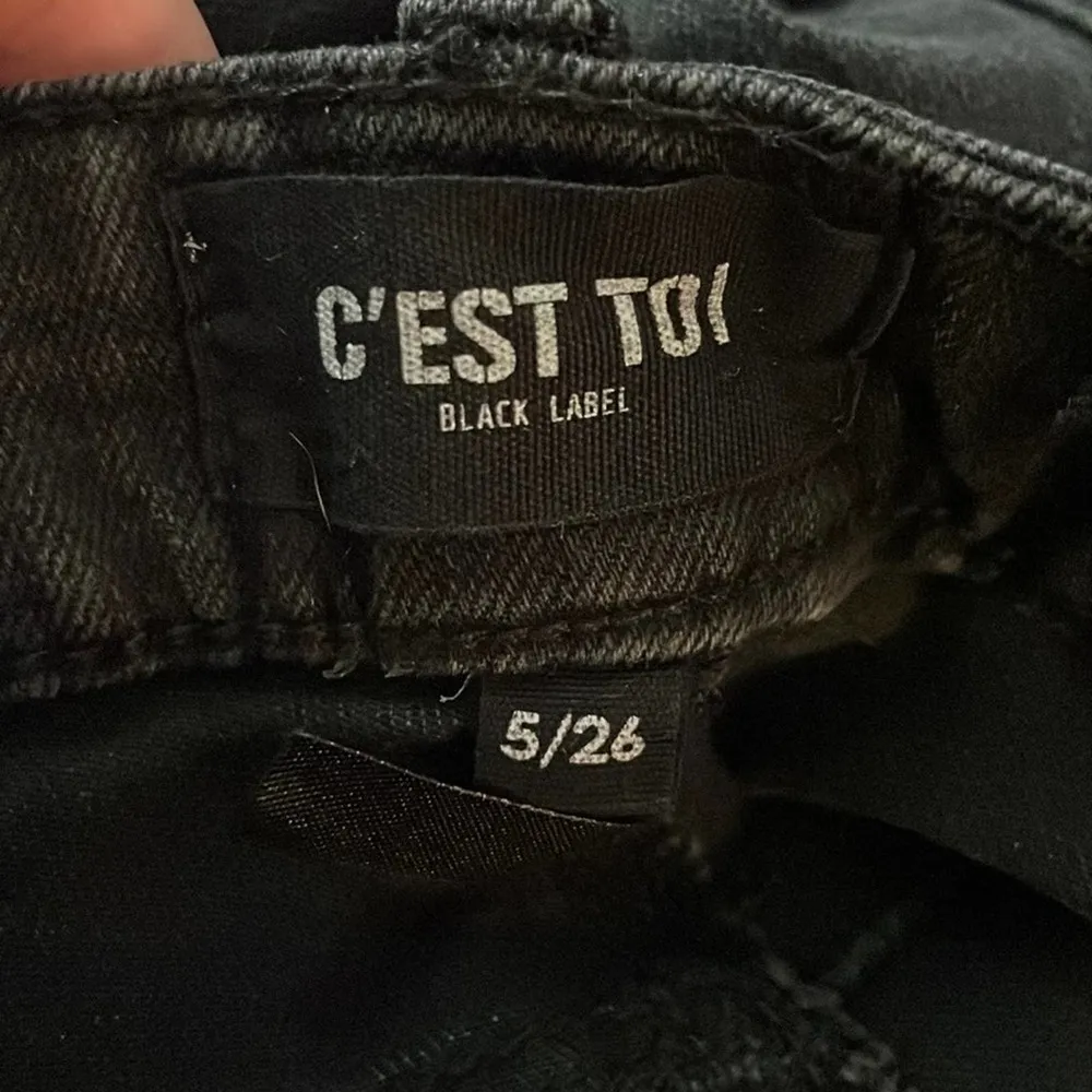 C’EST TOI Black Label distressed black high rise flare leg jeans - Image 4