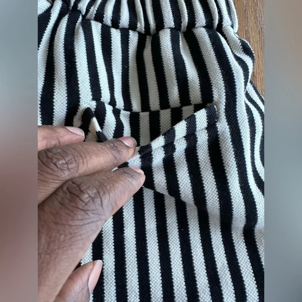 TWOI Design Lab Pin Striped High Waist Straight Leg Pull On Casual Pants Office Black - Image 14