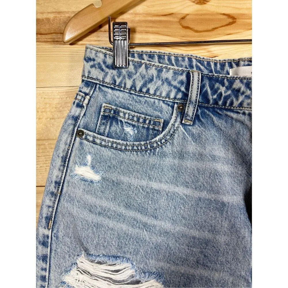 Hidden Women's High-Waisted Denim Destroyed Shorts Frayed Hem Size Large New wit - Image 4