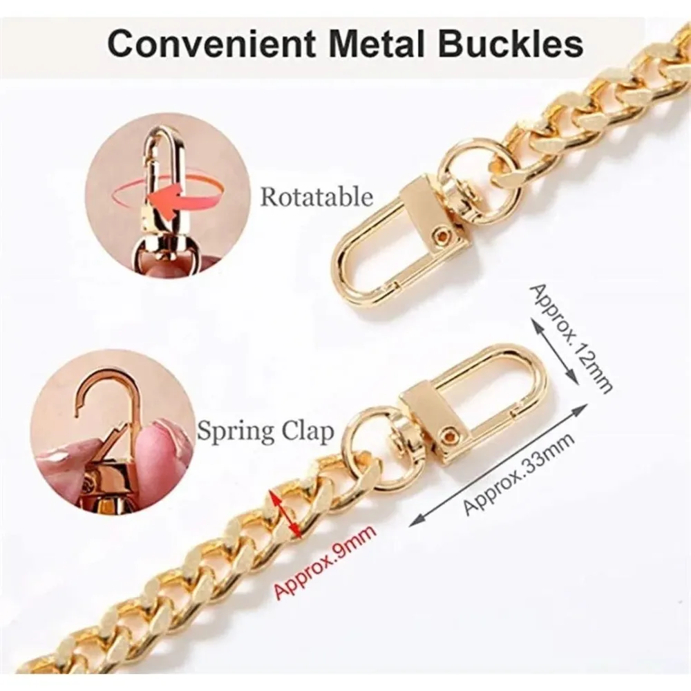 NIB Purse Chain Strap Shoulder Crossbody Replacement Straps with Metal Buckles Gold - Image 5