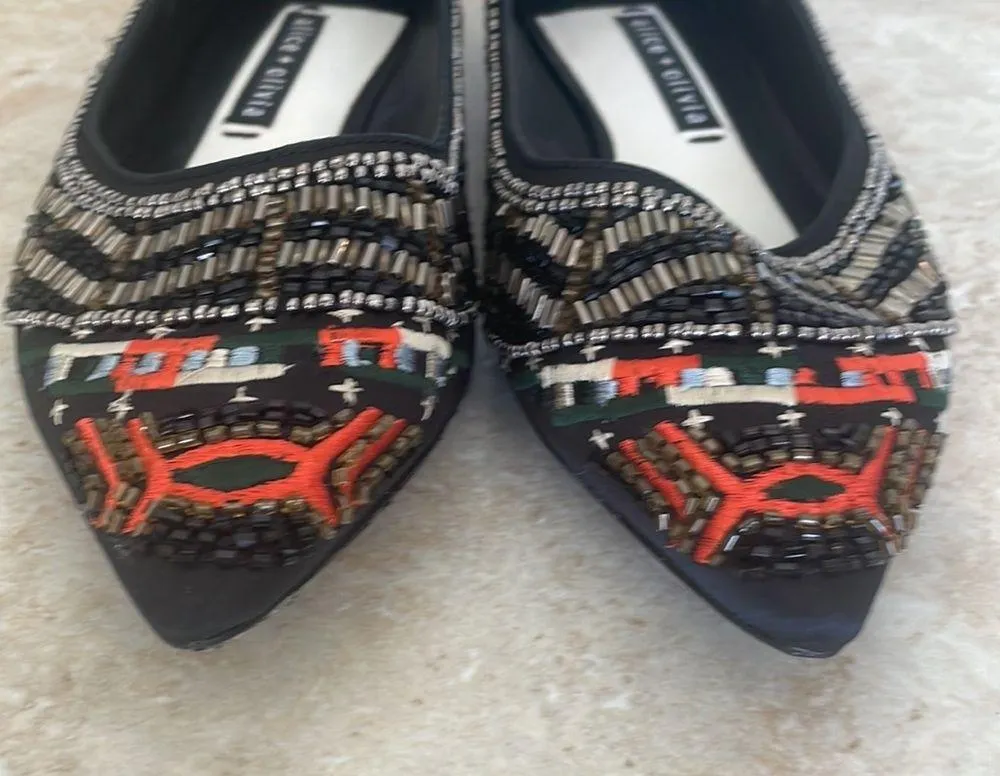 Beautiful Alice & Olivia Flats Beaded Pointy Toe 38 EUC!! - Image 2