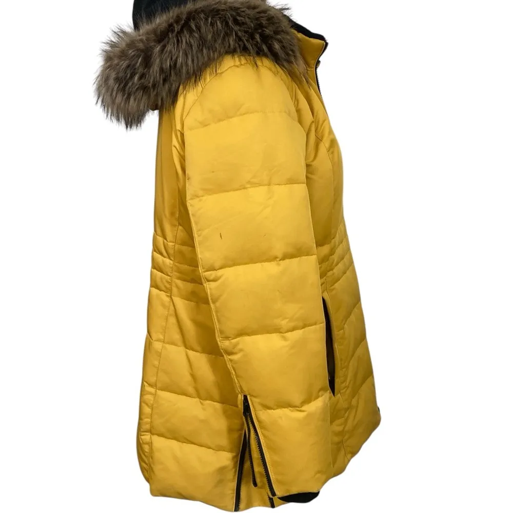 Yellow hooded warm down coat Size XL - Image 6