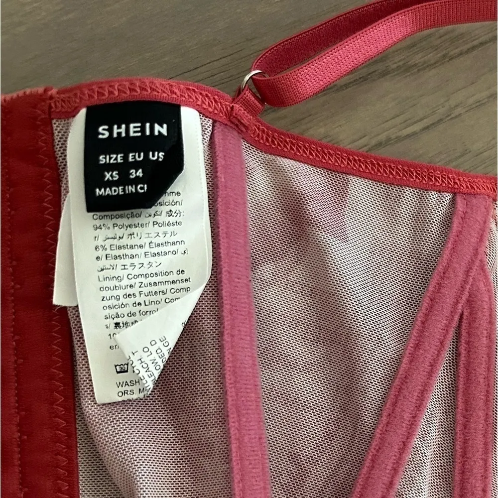 Lace Corset Crop Top Floral Backless Mesh Camisole Pink Size XS - Image 5